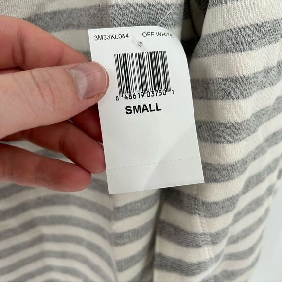 3rd & Army Long Sleeve Pullover Cowl Neck Striped White Grey Hoodie NWT S - Picture 4 of 9